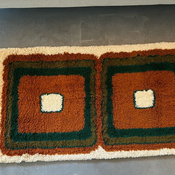 1960's HOJER EKSPORT WILTON Danish Modern Wool Rya Rug Tapestry Mid Century - Picture 2 of 13